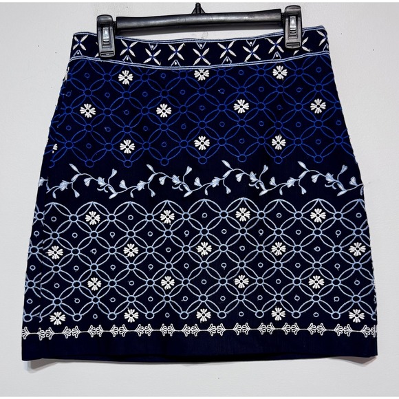 Embroidered Mini Skirt Size 4 Folk Cottagecore Preppy Dark Academia Office Chic‎ - Picture 1 of 6